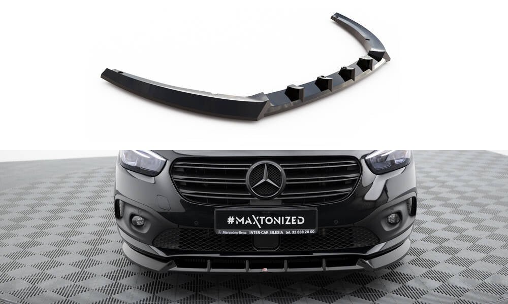 Maxton Design Street+ Spoilerlippe Front Ansatz passend für Mercedes-Benz T W420 schwarz Hochglanz