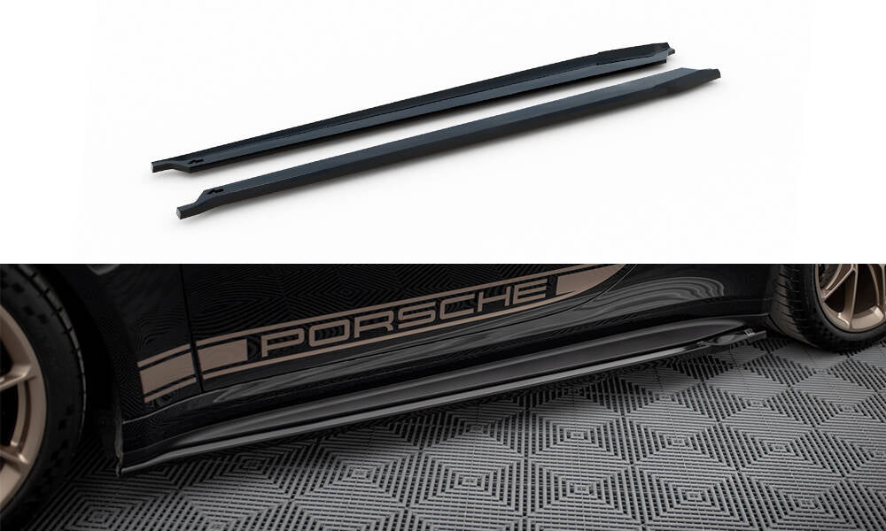 Maxton Design Street+ Seitenschweller Leisten passend für Porsche 911 992 GT3 schwarz Hochglanz