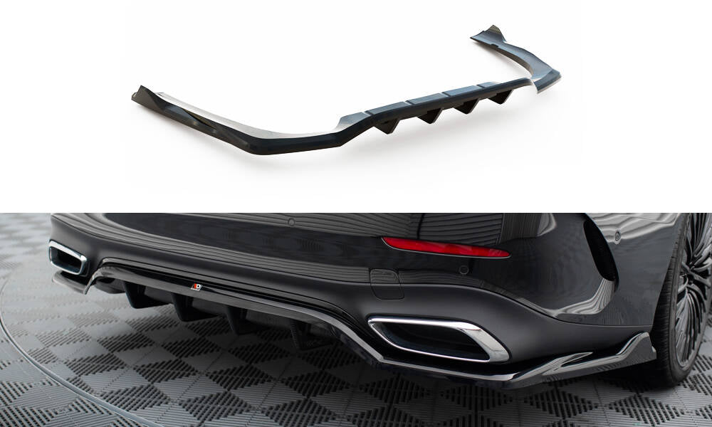 Maxton Design Street+ Mittlerer Diffusor RACE passend für Mercedes-Benz E AMG-Line Limousine / Kombi W214 schwarz Hochglanz