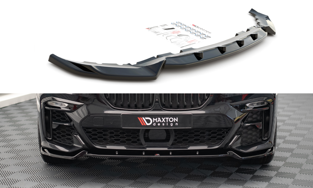 Maxton Design Street+ Spoilerlippe Front Ansatz V.2 passend für BMW X7 M-Paket G07 schwarz Hochglanz