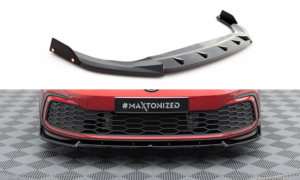 Maxton Design Street+ Spoilerlippe Front Ansatz V.3 + Flaps passend für VW Golf GTI / GTE / GTD / R-Line Mk8
