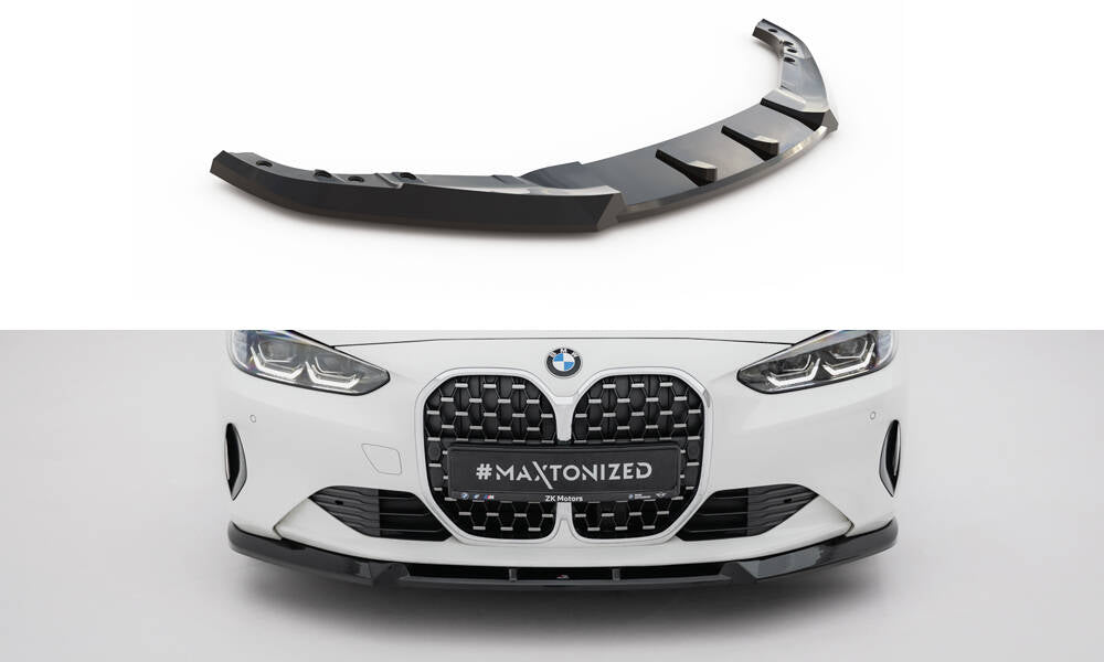 Maxton Design Street+ Spoilerlippe Front Ansatz passend für BMW 4er Coupe / Cabrio G22 / G23 schwarz Hochglanz