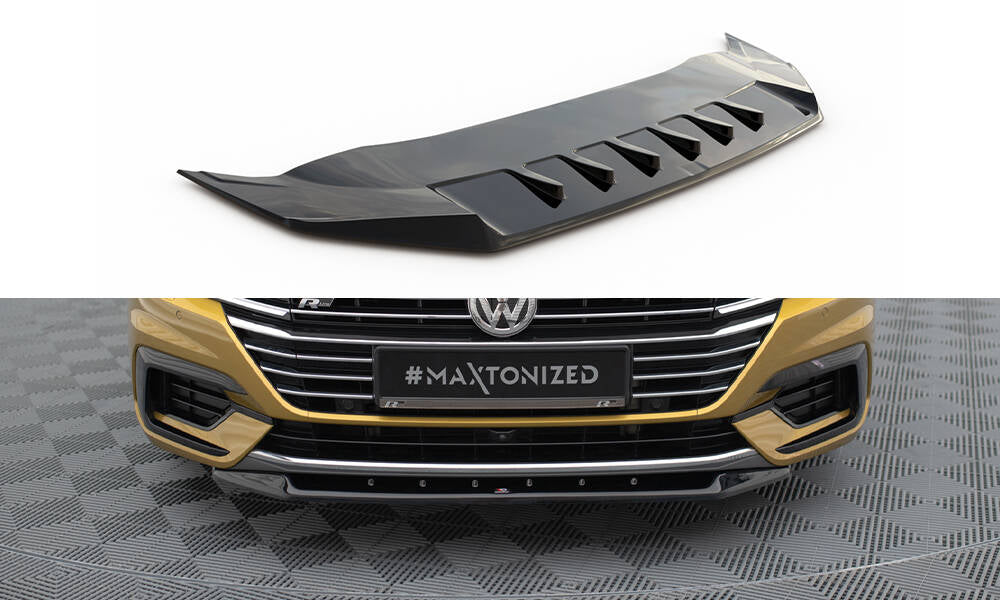 Maxton Design Street+ Spoilerlippe Front Ansatz V.2 passend für VW Arteon R-Line Limousine / Shooting Brake Mk1 schwarz Hochglanz