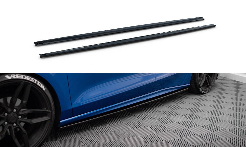 Maxton Design Street+ Seitenschweller Leisten V.2 passend für Ford Focus ST / ST-Line Mk4 schwarz Hochglanz