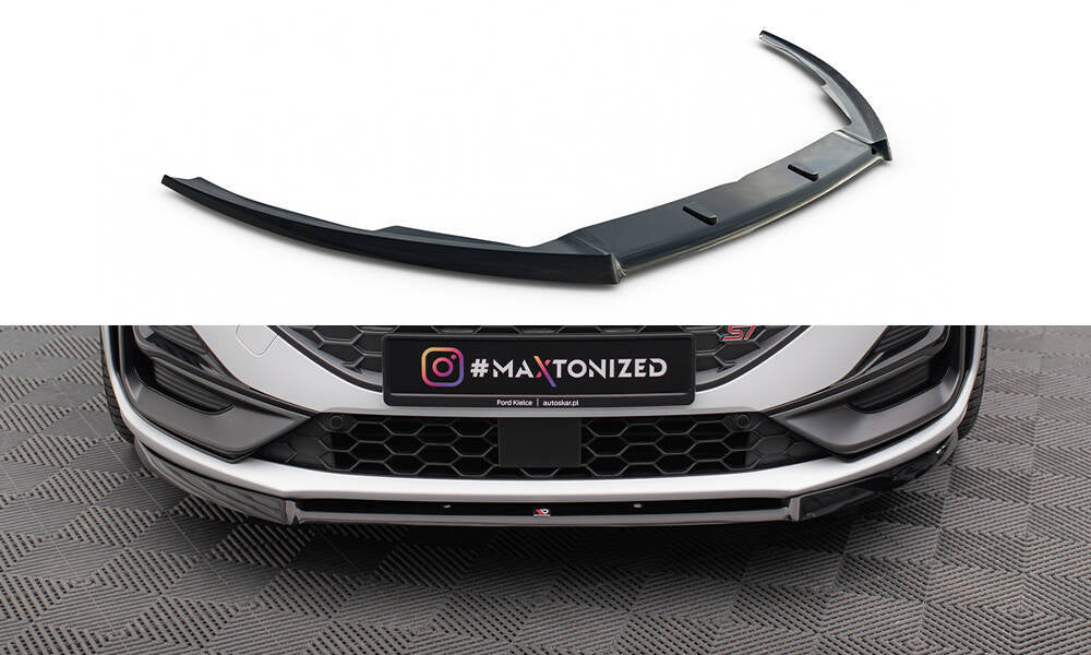 Maxton Design Street+ Spoilerlippe Front Ansatz V.2 passend für Ford Focus ST / ST-Line Mk4 Facelift schwarz Hochglanz
