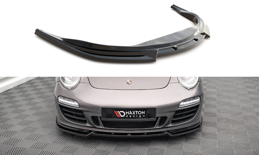 Maxton Design Street+ Spoilerlippe Front Ansatz V.2 passend für Porsche 911 Carrera GTS 997 Facelift schwarz Hochglanz