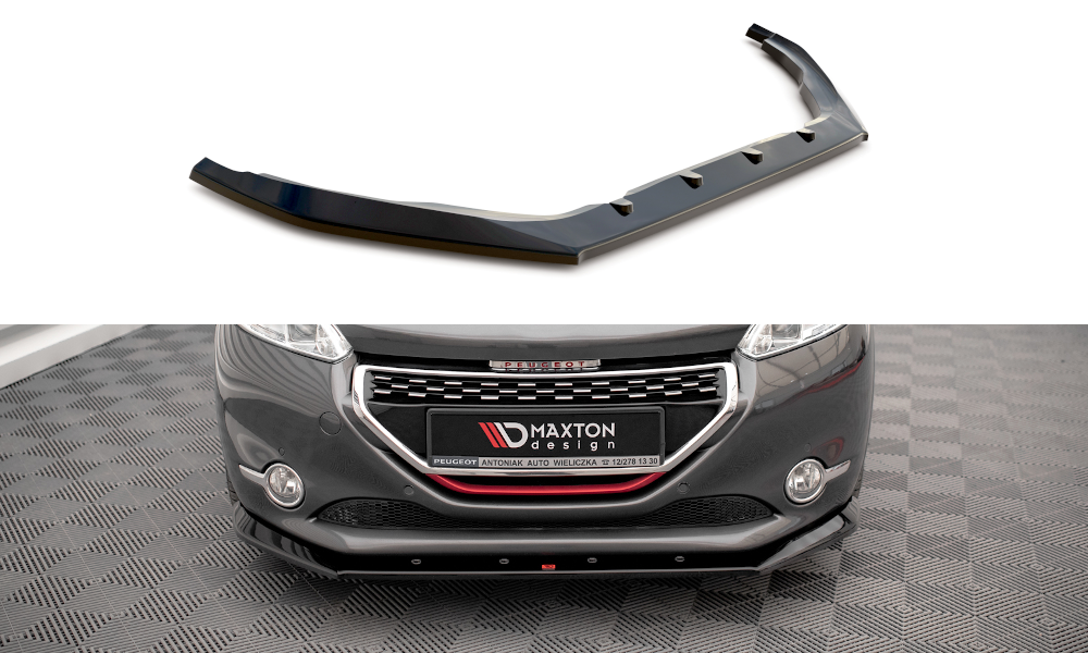 Maxton Design Street+ Spoilerlippe Front Ansatz V.1 passend für Peugeot 208 GTi Mk1 schwarz Hochglanz