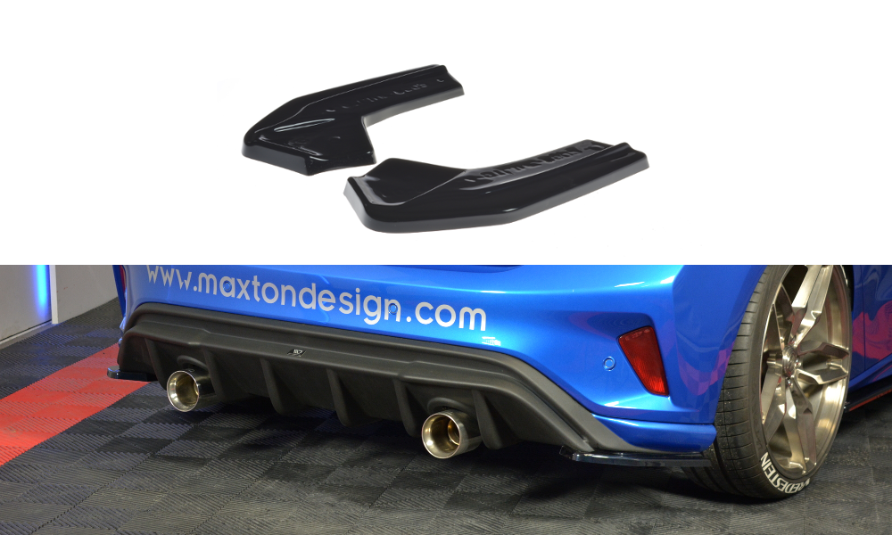 Maxton Design Heck Ansatz Flaps Diffusor V.2 passend für (Für heckansatz v.1) Ford Focus Hatchabck ST-Line schwarz Hochglanz