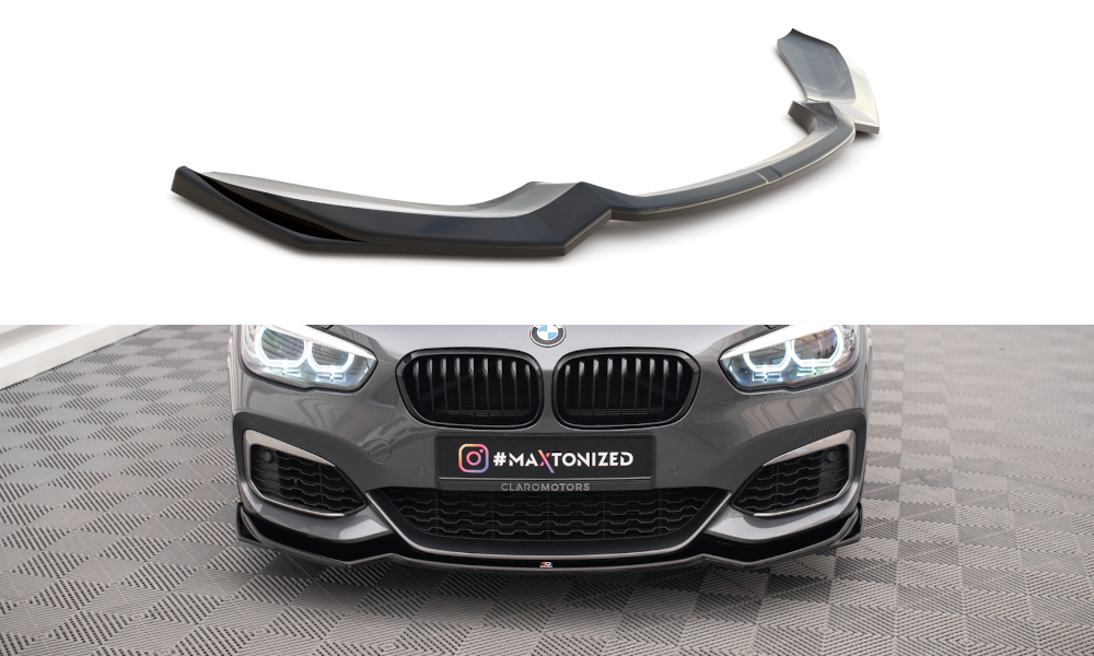 Maxton Design Street+ Spoilerlippe Front Ansatz V.2 passend für BMW 1er F20/F21 M-Power schwarz Hochglanz