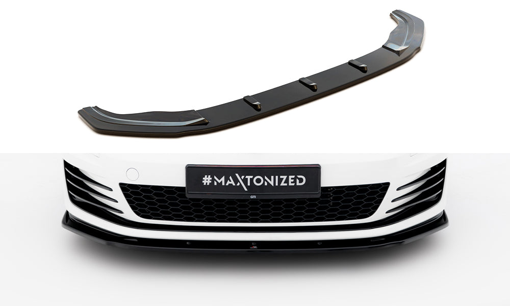 Maxton Design Street+ Spoilerlippe Front Ansatz V.1 passend für VW Golf GTI / GTD Mk7 schwarz Hochglanz
