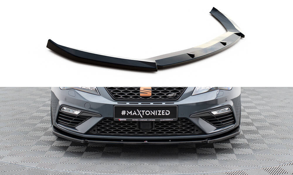 Maxton Design Street+ Spoilerlippe Front Ansatz V.6 passend für Seat Leon Cupra / FR Mk3 FL schwarz Hochglanz