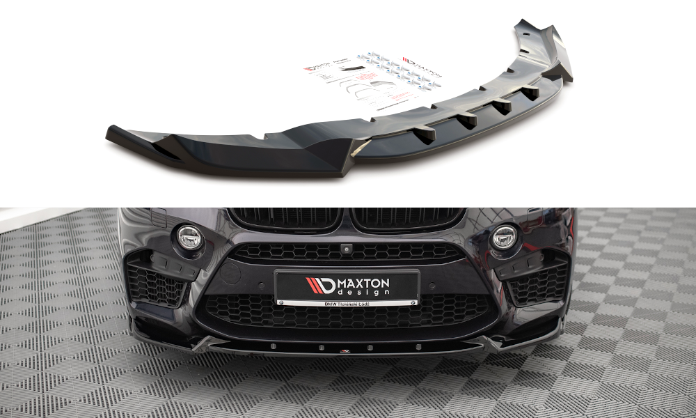 Maxton Design Street+ Spoilerlippe Front Ansatz V.1 passend für BMW X5 M F85 / X6 M F86 schwarz Hochglanz