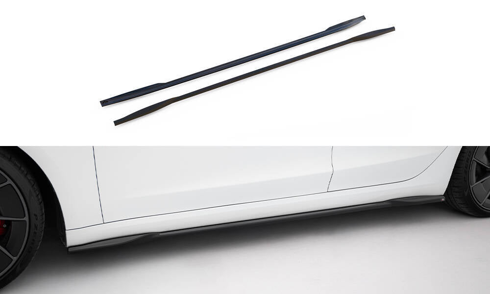 Maxton Design Street+ Seitenschweller Leisten V.2 passend für Tesla Model 3 Performance Mk1 Facelift schwarz Hochglanz