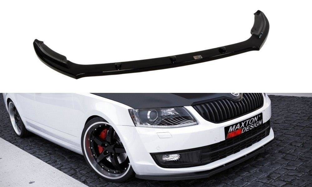 Maxton Design Street+ Spoilerlippe Front Ansatz V.2 passend für Skoda Octavia Mk3 schwarz Hochglanz