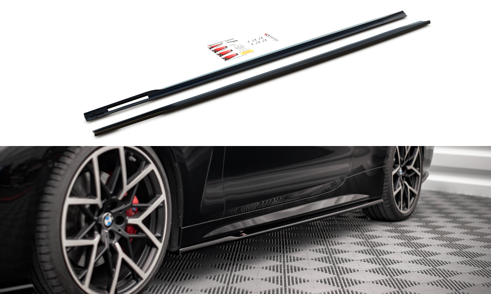 Maxton Design Street+ Seitenschweller Leisten passend für V.1 passend für BMW 4er M-Paket / M440i G22 / G23 / G22 Facelift / G23 Facelift schwarz Hochglanz