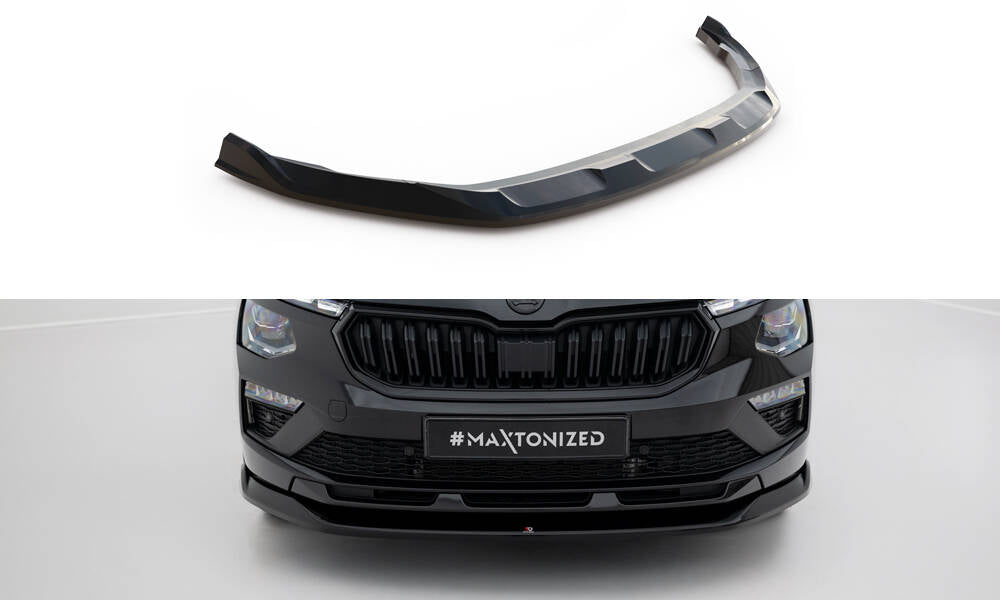 Maxton Design Street+ Spoilerlippe Front Ansatz V.1 passend für Skoda Kamiq Monte Carlo Mk1 Facelift schwarz Hochglanz