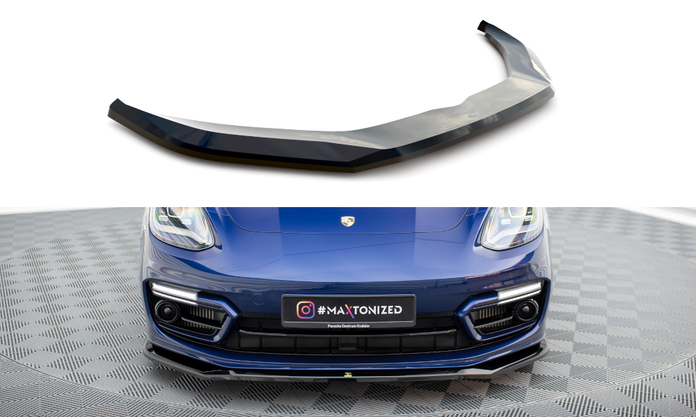 Maxton Design Street+ Spoilerlippe Front Ansatz V.1 passend für Porsche Panamera E-Hybrid 971 Facelift schwarz Hochglanz