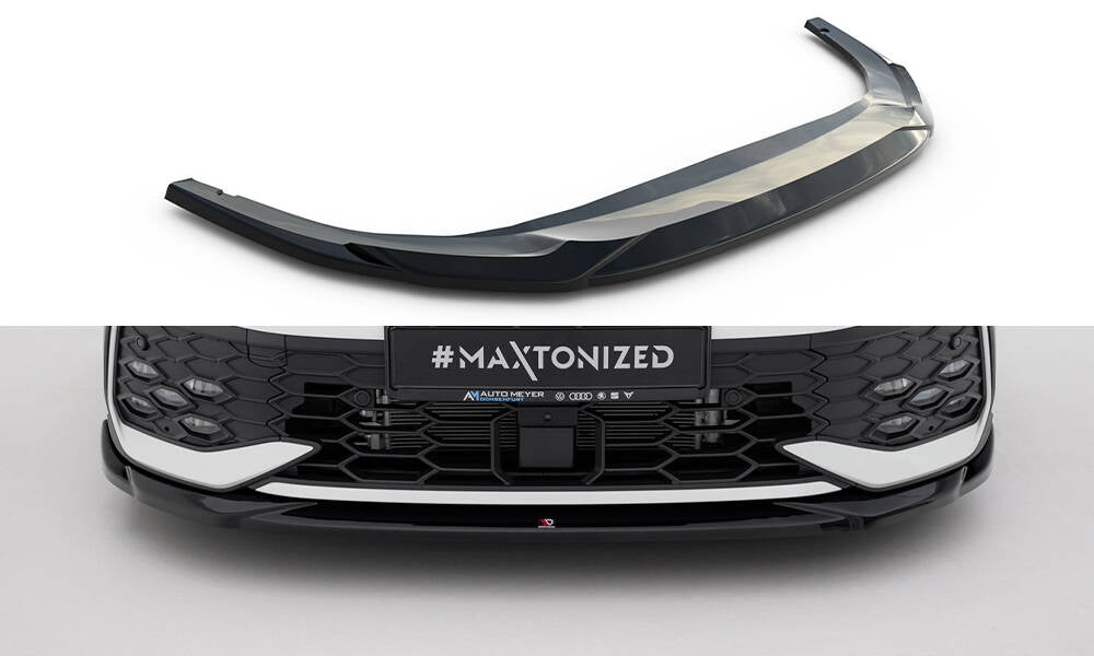 Maxton Design Street+ Spoilerlippe Front Ansatz V.4 passend für VW Golf GTI / GTE / R-Line Mk8 Facelift schwarz Hochglanz