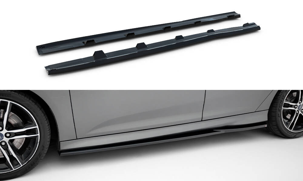 Maxton Design Street+ Seitenschweller Leisten passend für V.3 passend für Ford Focus ST Mk3 schwarz Hochglanz