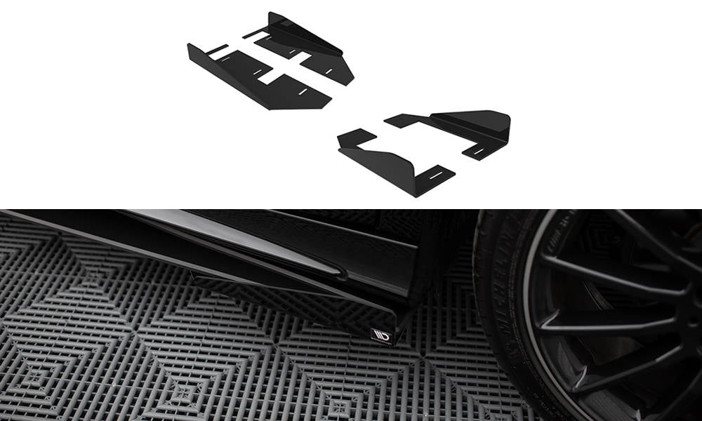 Maxton Design Seitenschweller Flaps passend für Mercedes-Benz A AMG-Line W176 Facelift schwarz Hochglanz