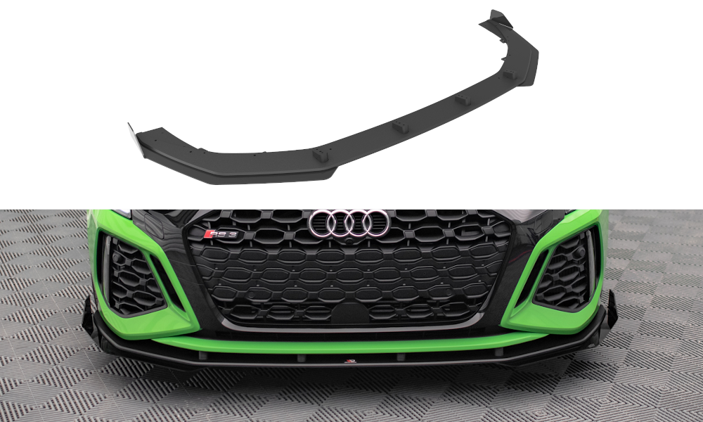 Maxton Design Street Pro Street+ Spoilerlippe Front Ansatz passend für + Flaps passend für V.1 + Flaps Audi RS3 8Y schwarz Hochglanz