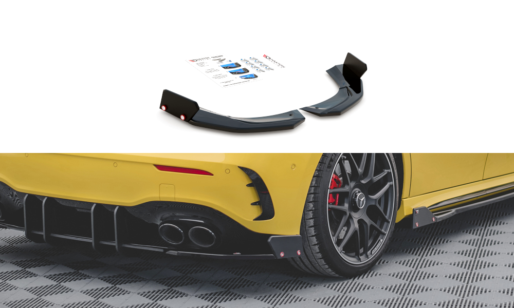 Maxton Design Heck Ansatz Flaps Diffusor V.2 + Flaps passend für Mercedes-AMG A 45 S Aero Pack W177