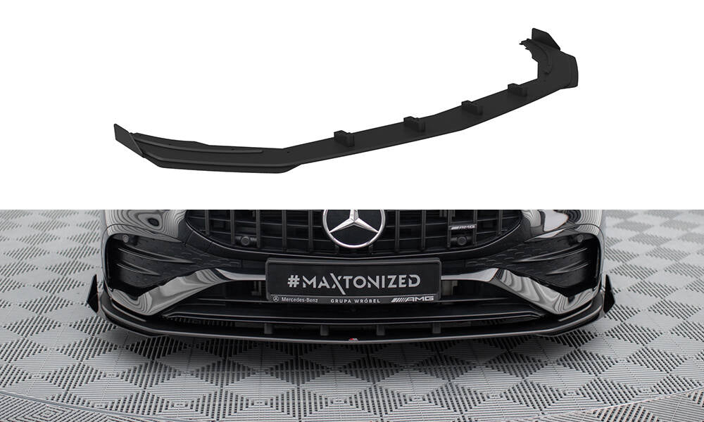 Maxton Design Street Pro Street+ Spoilerlippe Front Ansatz + Flaps passend für Mercedes-AMG A35 W177 Facelift schwarz Hochglanz