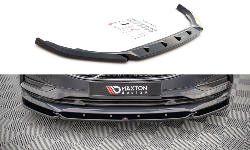 Maxton Design Street+ Spoilerlippe Front Ansatz V.1 passend für Volvo V90 Mk2 schwarz Hochglanz