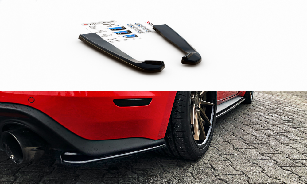 Maxton Design Heck Ansatz Flaps Diffusor passend für Ford Mustang Mk. 6 Facelift schwarz Hochglanz