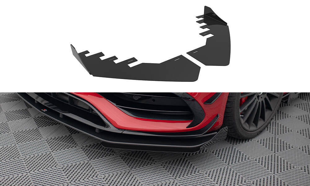 Maxton Design Front Stoßstange Flaps passend für Mercedes-Benz A 45 AMG W176 Facelift schwarz Hochglanz