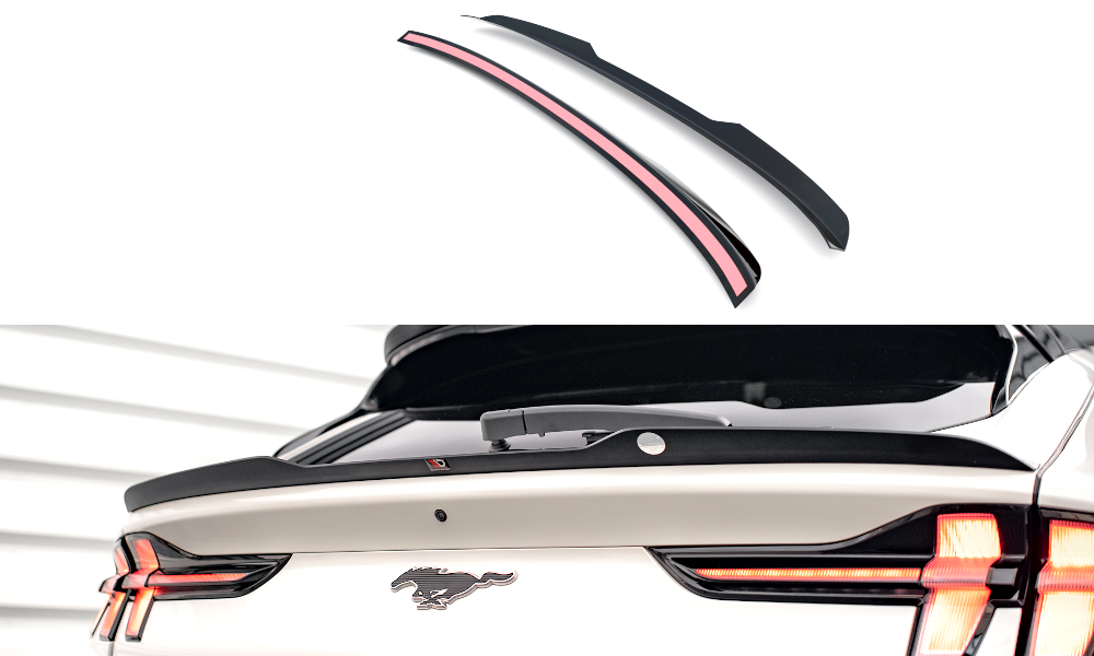 Maxton Design Niedriger Spoiler CAP passend für Ford Mustang Mach-E Mk1 schwarz Hochglanz