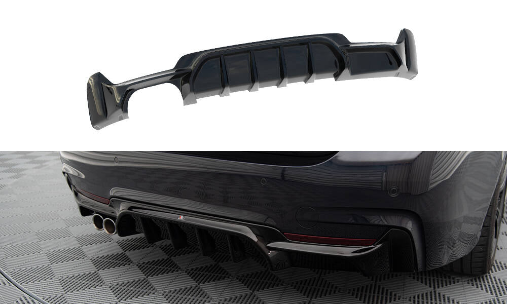 Maxton Design Diffusor Heck Ansatz passend für BMW 4er Coupe / Gran Coupe / Cabrio M-Paket F32 / F36 / F33 (Einzelauspuff li.)