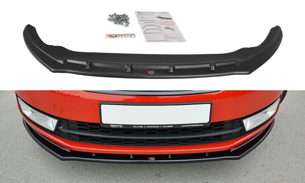 Maxton Design Street+ Spoilerlippe Front Ansatz V.2 passend für Skoda Rapid schwarz Hochglanz