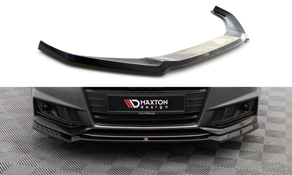 Maxton Design Street+ Spoilerlippe Front Ansatz V.4 passend für Audi S4 / A4 S-Line B9 schwarz Hochglanz