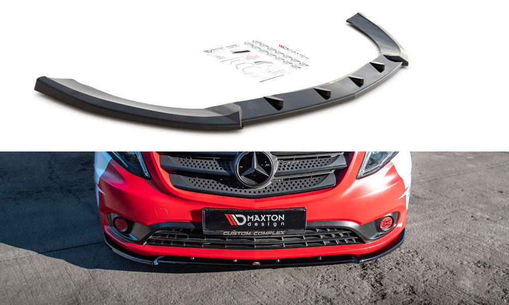 Maxton Design Street+ Spoilerlippe Front Ansatz V.2 passend für Mercedes-Benz Vito W447 Facelift schwarz Hochglanz