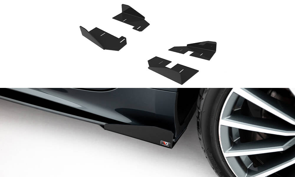 Maxton Design Seitenschweller Flaps passend für Audi A5 Sportback F5 Facelift schwarz Hochglanz
