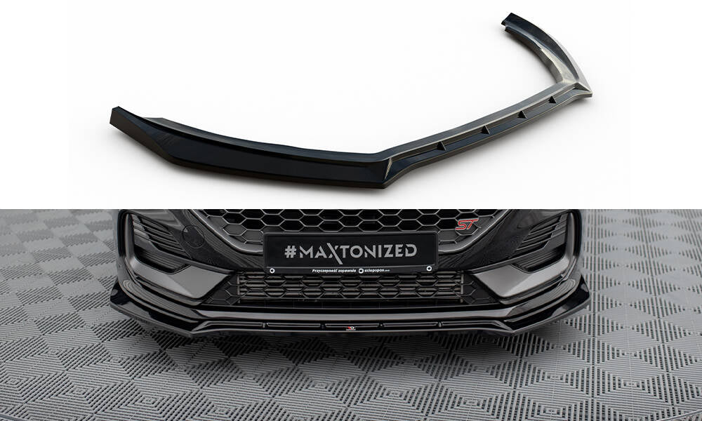 Maxton Design Street+ Spoilerlippe Front Ansatz V.4 passend für Ford Fiesta ST / ST-line Mk8 Facelift schwarz Hochglanz