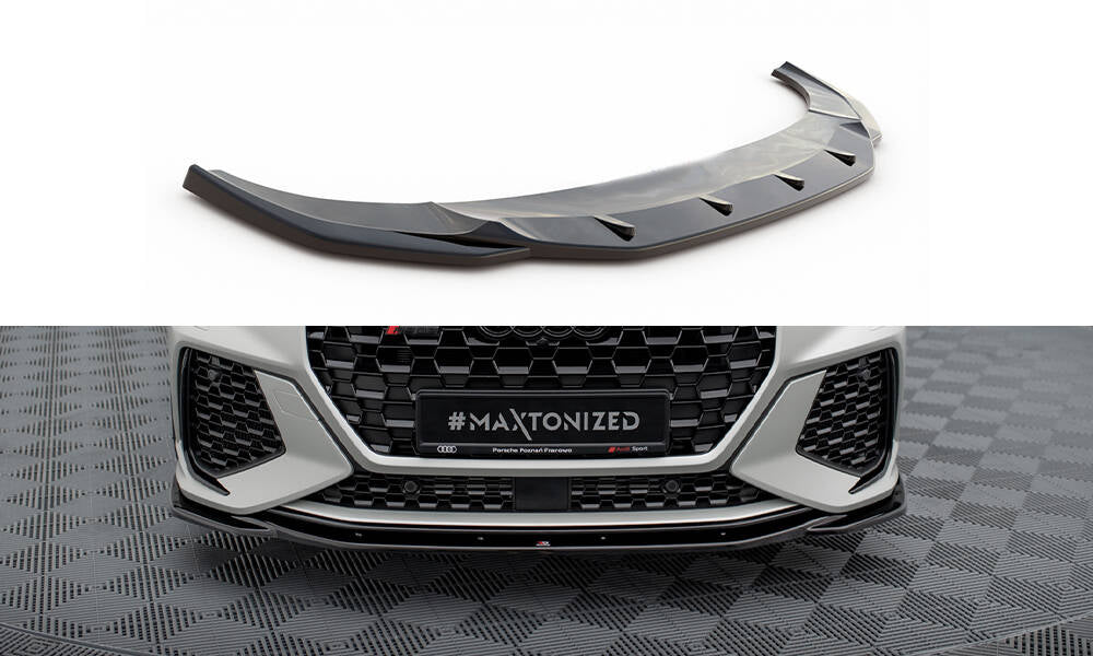 Maxton Design Street+ Spoilerlippe Front Ansatz V.2 passend für Audi RSQ3 Sportback / SUV F3 schwarz Hochglanz