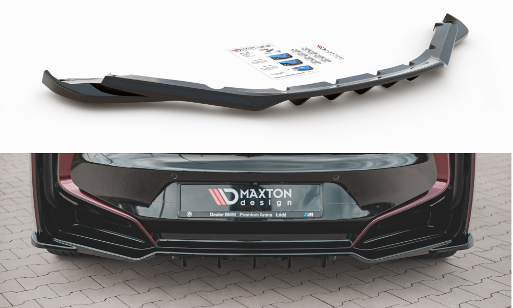 Maxton Design Street+ Mittlerer Diffusor RACE passend für BMW i8 schwarz Hochglanz