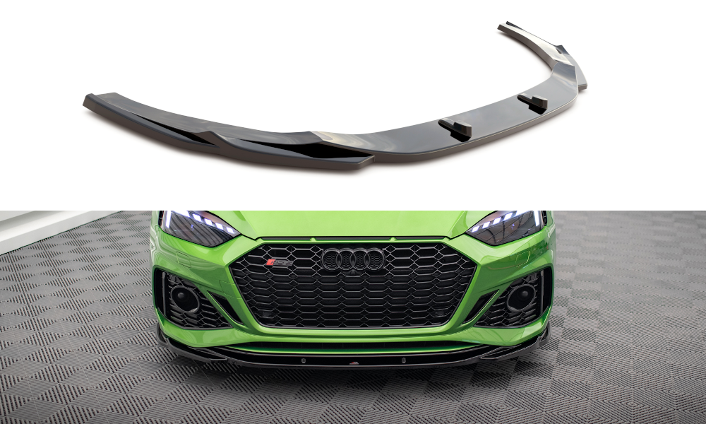 Maxton Design Street+ Spoilerlippe Front Ansatz V.3 passend für Audi RS5 F5 Facelift schwarz Hochglanz