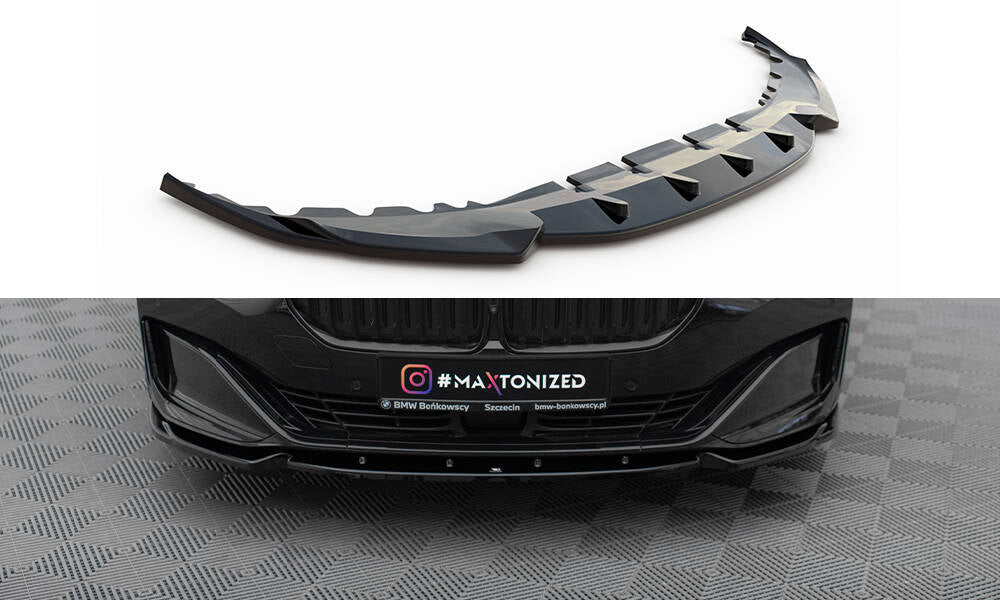 Maxton Design Street+ Spoilerlippe Front Ansatz V.1 passend für BMW 7 G11 / G12 Facelift schwarz Hochglanz