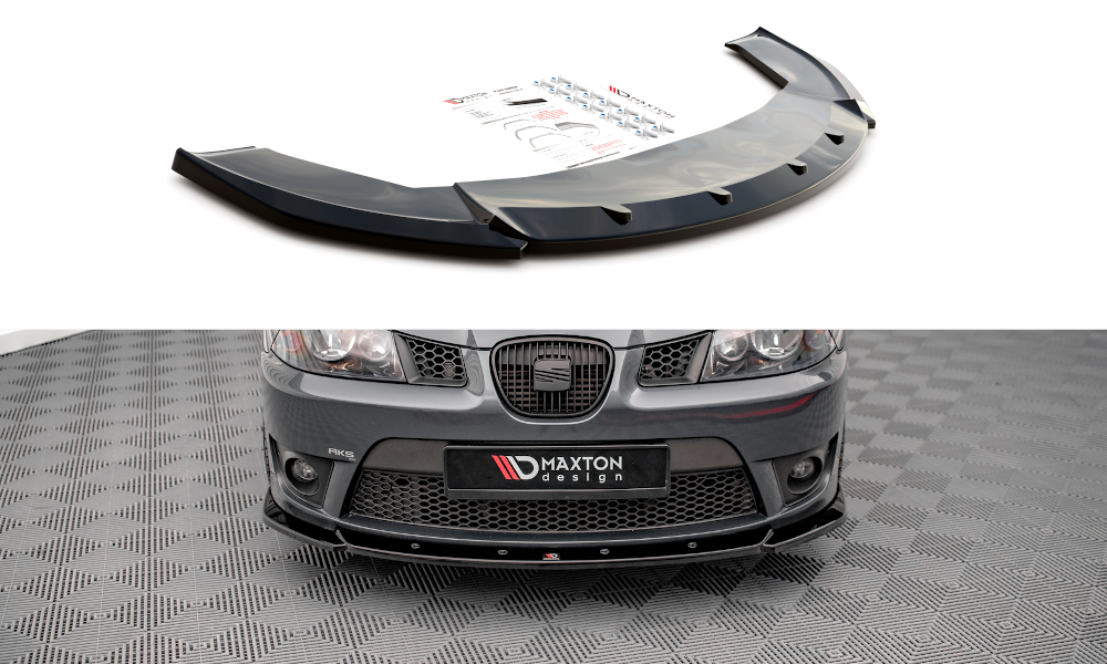 Maxton Design Street+ Spoilerlippe Front Ansatz V.2 passend für Seat Ibiza Cupra Mk3 schwarz Hochglanz