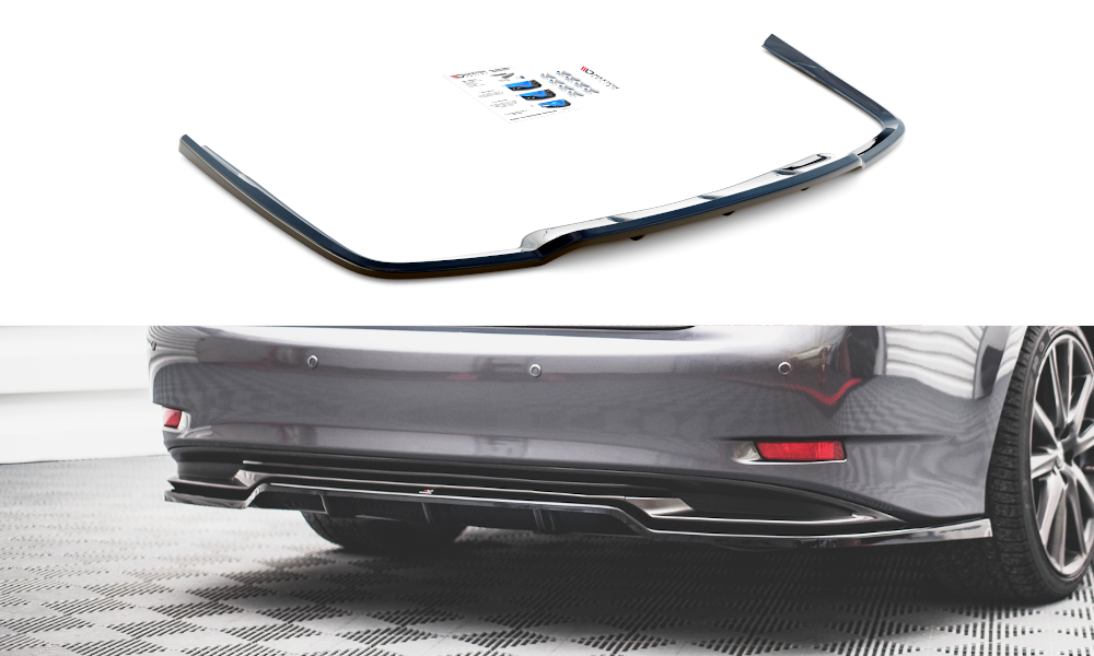 Maxton Design Street+ Mittlerer Diffusor RACE passend für Lexus GS F Sport Hybrid Mk4 (L10) schwarz Hochglanz