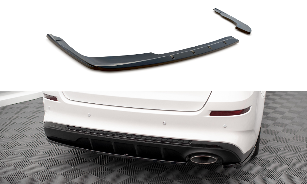 Maxton Design Heck Ansatz Flaps Diffusor V.1 passend für Kia Optima Mk4 Facelift schwarz Hochglanz