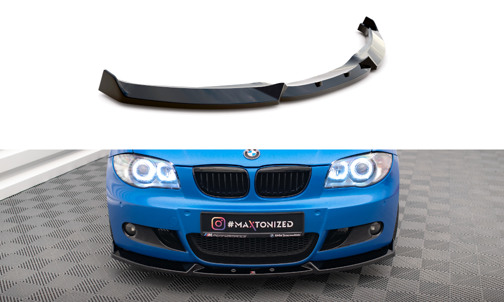 Maxton Design Street+ Spoilerlippe Front Ansatz V.2 passend für BMW 1er M-Paket E87 / E81 Facelift schwarz Hochglanz