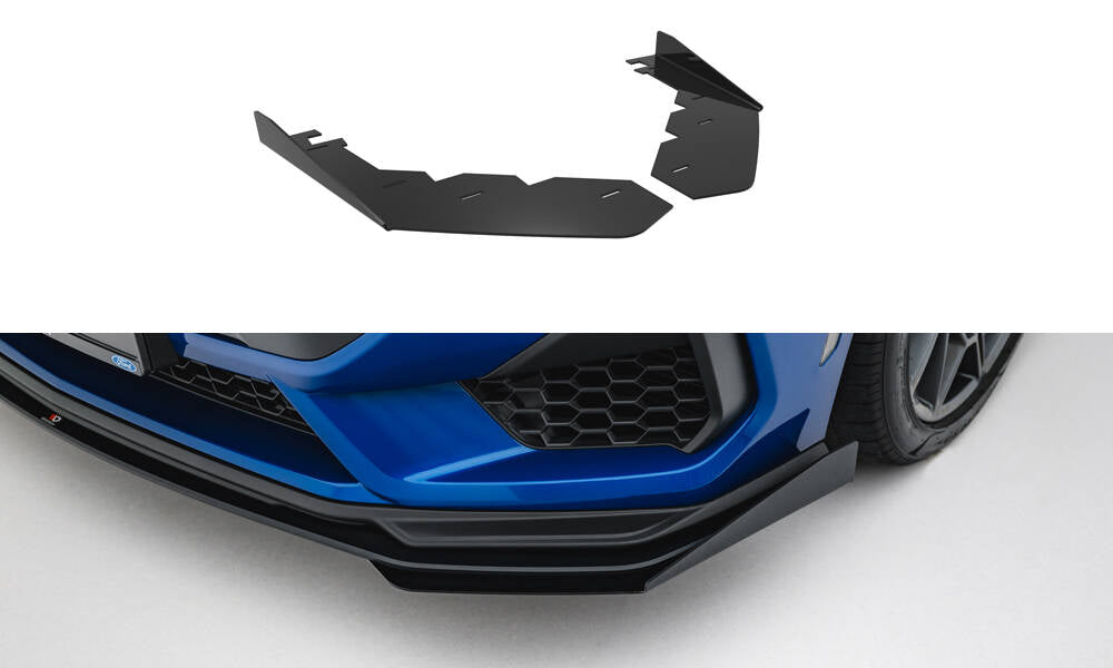 Maxton Design Front Stoßstange Flaps passend für Ford Mustang GT Mk7 schwarz Hochglanz