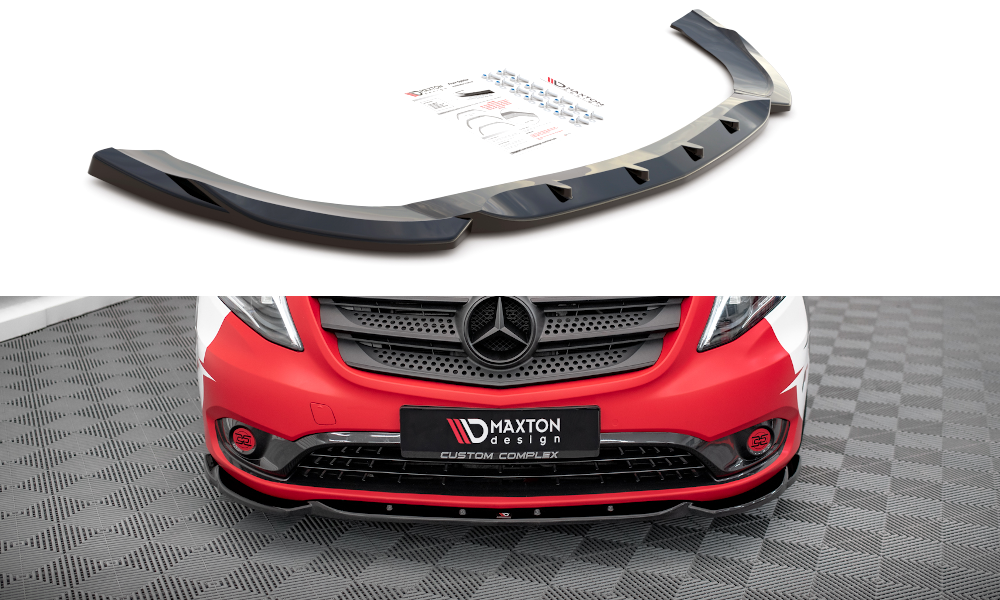 Maxton Design Street+ Spoilerlippe Front Ansatz V.1 passend für Mercedes-Benz Vito W447 Facelift schwarz Hochglanz