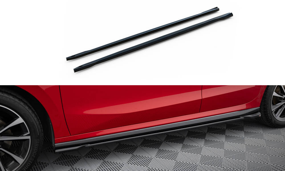 Maxton Design Street+ Seitenschweller Leisten passend für Skoda Fabia Monte Carlo Mk4 schwarz Hochglanz
