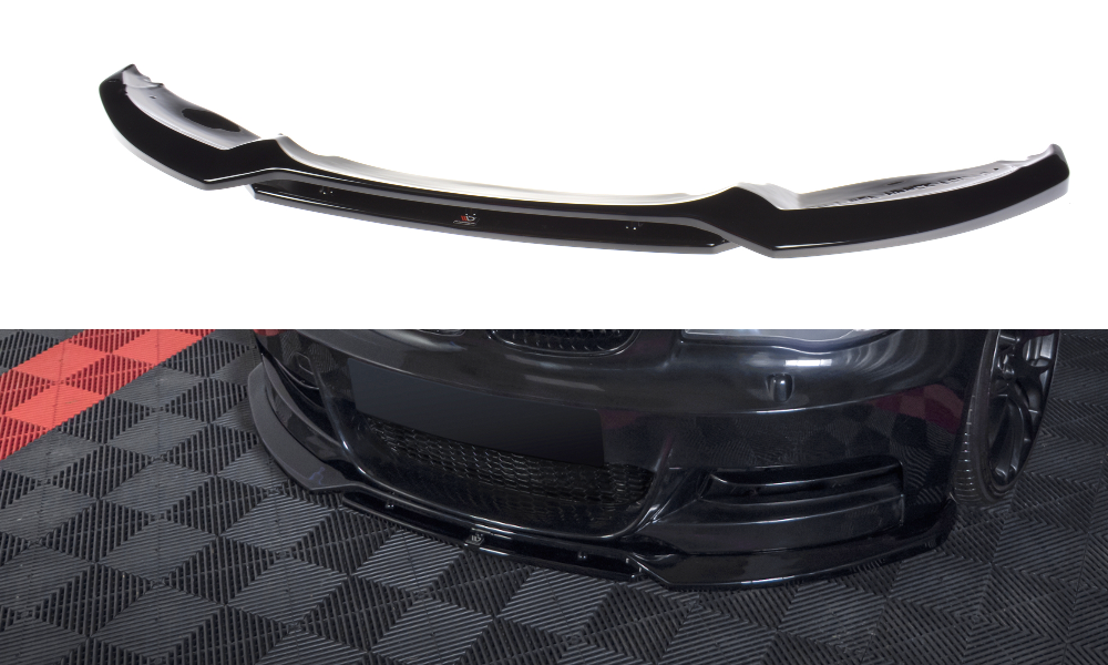 Maxton Design Street+ Spoilerlippe Front Ansatz V.1 passend für BMW 1er M-Paket E82 Facelift schwarz Hochglanz