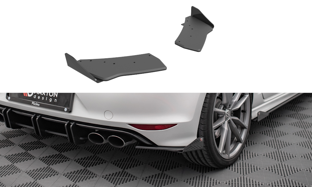 Maxton Design Street Pro Heck Ansatz Flaps Diffusor + Flaps passend für VW Golf R Mk7 schwarz Hochglanz